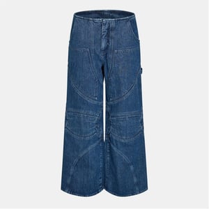 Women's Off White Low Waist Wide Leg Relaxed Fit Jeans in Blue