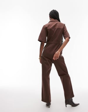 Topshop kortärmad jumpsuit i brons