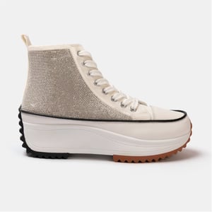 Women's Firetrap Platform Hi Top Ladies Trainers in White Glitter