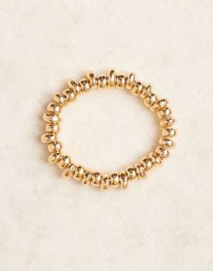 Orelia polished metal nugget stretch bracelet in 18k gold plated