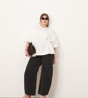 ARRANGE Curve jersey knot detail oversized t-shirt in white