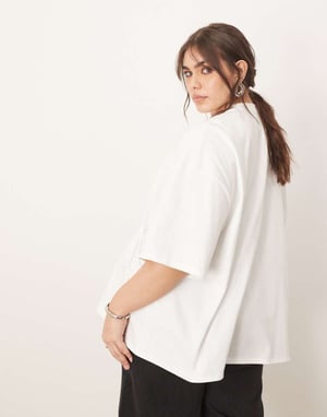 ARRANGE Curve jersey knot detail oversized t-shirt in white