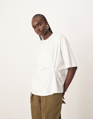ARRANGE jersey knot detail oversized t-shirt in white