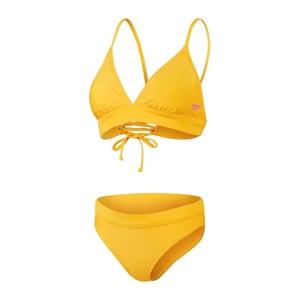 Women's Speedo Banded Triangle Bikini Top Tie Front Set in Yellow