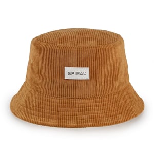 Accessories Spiral Wordmark Ribbed Cord Effect Bucket Hat in Cord Tan
