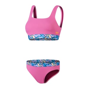 Women's Speedo Text Deep Abstract Patterned Bikini Set in Purple