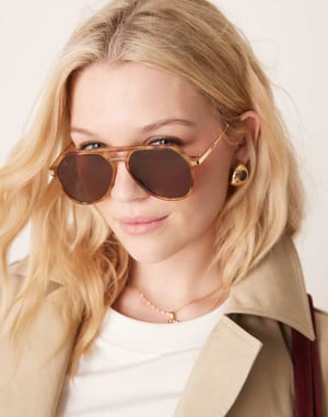 Jeepers Peepers aviator solglasögon ljus sköldpaddsmönster