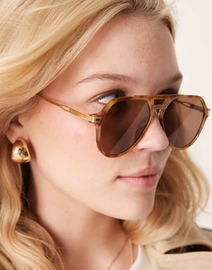 Jeepers Peepers aviator solglasögon ljus sköldpaddsmönster