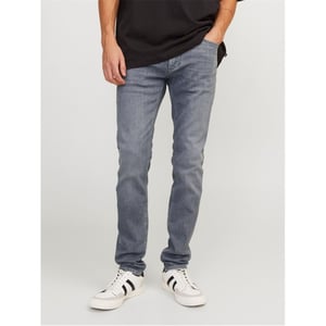 Men's Jack and Jones Liamevan Slim Fit Five Pocket Jeans in Grey Denim