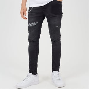 Men's Brave Soul Fit Denim Jean With Button Fly in Dark Charcoal