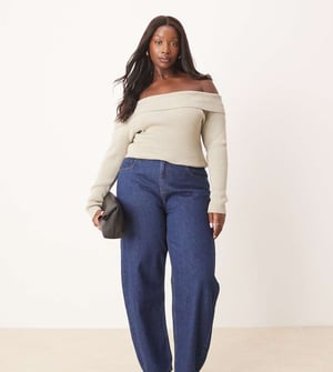 ASOS DESIGN Curve tunnbensjeans i indigo