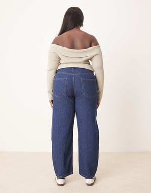 ASOS DESIGN Curve tunnbensjeans i indigo