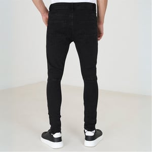 Men's Brave Soul Wash Biker Jeans in Charcoal