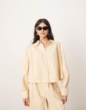 ARRANGE structured boxy shirt in buttermilk