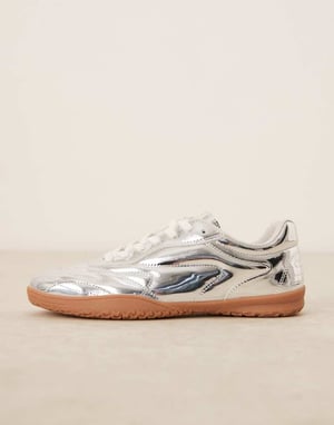 ASOS DESIGN retro sneakers i silver med gummisula