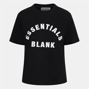 Women's Blank Essentials Oversize Fit Crew Neck Ribbed Collar Boyfriend T-Shirt in Black