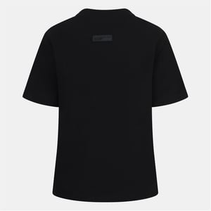Women's Blank Essentials Oversize Fit Crew Neck Ribbed Collar Boyfriend T-Shirt in Black