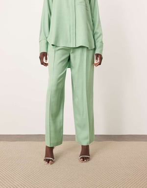 ARRANGE wide leg trouser with contrast stitch co-ord in pistachio