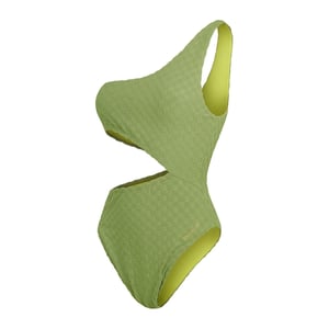 Women's Speedo Ty C Out Textured Checkerboard Swimsuit in Green
