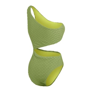 Women's Speedo Ty C Out Textured Checkerboard Swimsuit in Green
