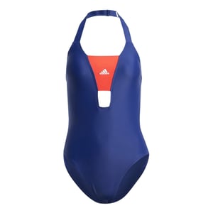Women's adidas Color Block Halter Neck One Piece Swimsuit in Navy