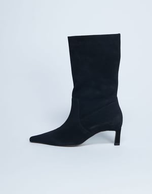 Topshop Tiggy premium mocka rörstövel i svart