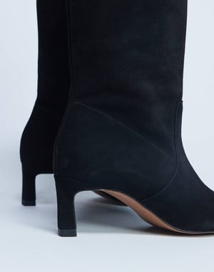 Topshop Tiggy premium mocka rörstövel i svart