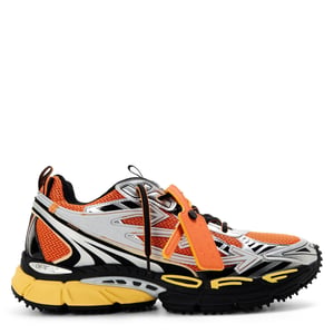 Men's Off White Be Right Back Low Top Trainers in Silver/Red