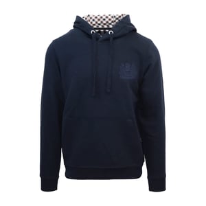 Men's Aquascutum Hooded Neck Long Sleeve Sweatshirt with Kangaroo Pocket in Navy