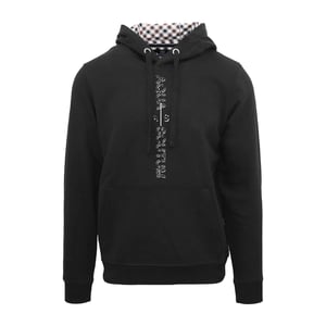 Men's Aquascutum Lacoste Lettering Hooded Neck Long Sleeve Sweatshirt in Black