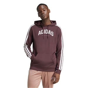 Men's adidas Kangaroo Pocket Hooded Long Sleeve Sweatshirt in Aurora Ruby