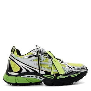 Men's Off White Be Right Back Low Top Trainers in Silv/Green Fluo