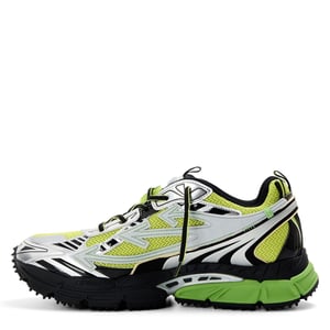 Men's Off White Be Right Back Low Top Trainers in Silv/Green Fluo