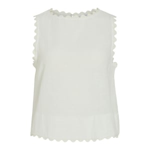 Vila vimindy o-neck s/l scallop top 14115187 snow white