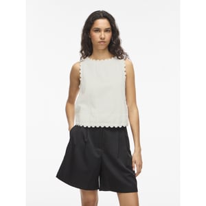 Vila vimindy o-neck s/l scallop top 14115187 snow white