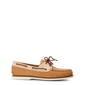 Men's Timberland Classic Dark Green Lace-Up Boat Shoes in Med Beige