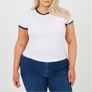 Women's Brave Soul Ps Ssbtn Tee in White/Navy