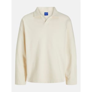 Men's Jack and Jones Split Neck Swea in Antique White
