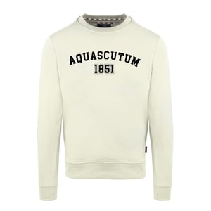 Men's Aquascutum Arch Logo Crew Neck Long Sleeve Sweatshirt in  Butter