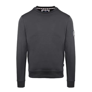 Men's Aquascutum Crew Neck Ribbed Collar Long Sleeve Sweatshirt in  Antracite