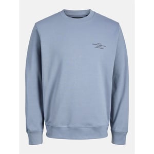 Men's Jack and Jones Printed Logo Crew Neck Long Sleeve Sweatshirt in Flint Stone