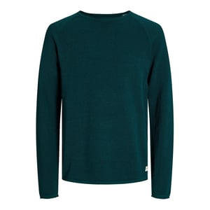 Men's Jack and Jones Regular Fit Long Sleeve Crew Neck Sweater in Deep Teal