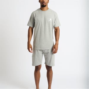 Men's Money Lounger Elasticated Short Twin Set in Grey Melange