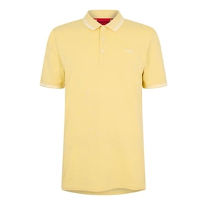 Men's Hugo Collared Neck Button Placket Polo Shirt in Medium Yellow