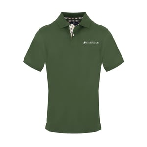 Men's Aquascutum Embroidered Collared Neck Short Sleeve Polo Shirt in Military Green