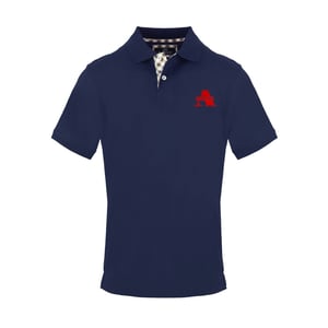 Men's Aquascutum Embroidered Collared Neck Short Sleeve Polo Shirt in Navy