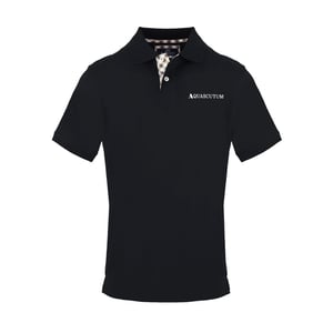 Men's Aquascutum Embroidered Collared Neck Short Sleeve Polo Shirt in Black