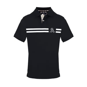 Men's Aquascutum Collared Neck Short Sleeve Polo Shirt in Black