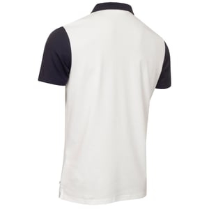Men's Calvin Klein Golf Embroidered Lacoste Lettering Collared Polo Shirt in Wht-Nvy
