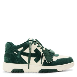 Men's Off White Outofoffice Low Top Trainers in Jet Green/Ecru